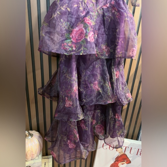 NWT Fairytale Cutie Purple Floral Tie-Strap Tiered Midi Dress Sz XS, S - Picture 5 of 16